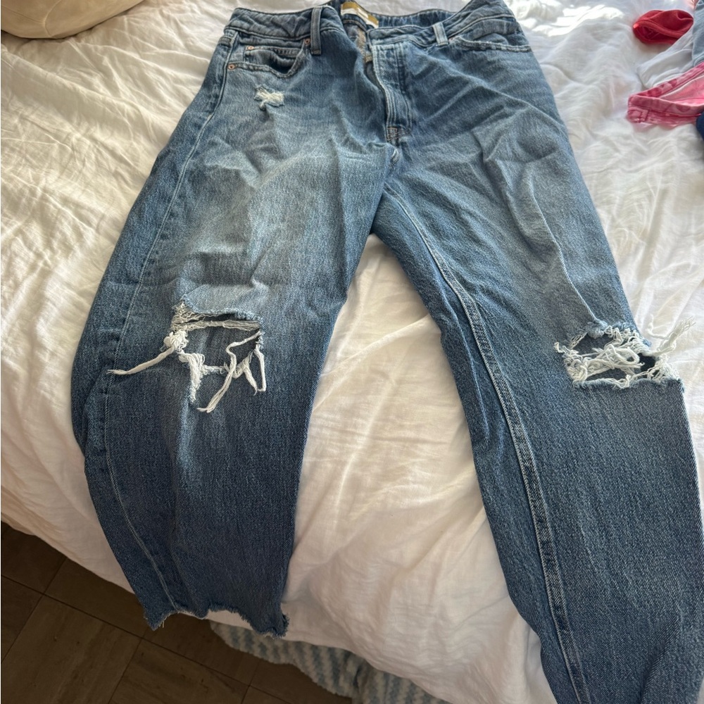 Women's Distressed Blue Jeans